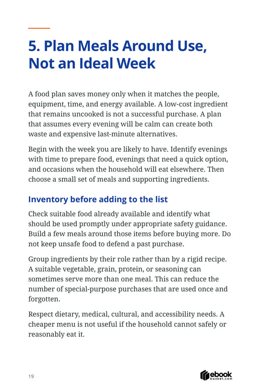 Spend Smarter When Prices Rise — actual PDF page 19: 5. Plan Meals Around Use, Not an Ideal Week