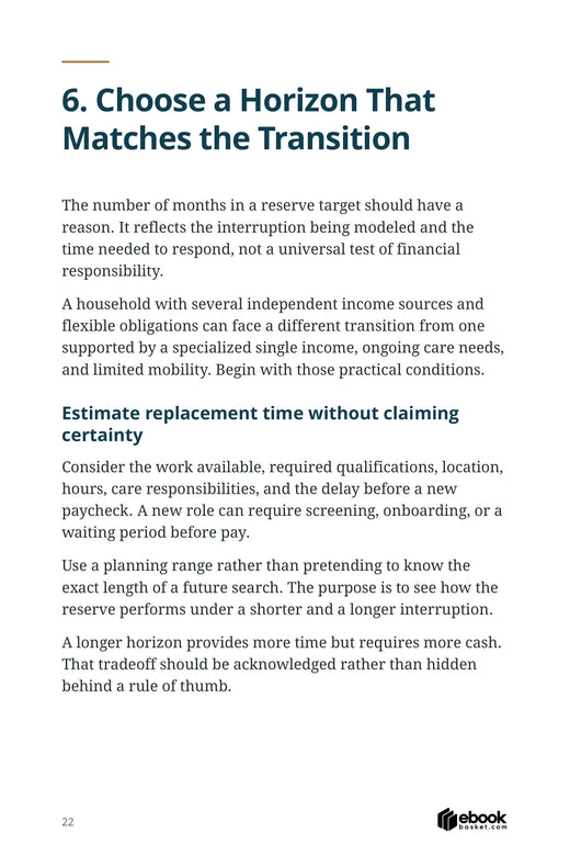 The Financial Safety Net Blueprint — actual PDF page 22: 6. Choose a Horizon That Matches the Transition