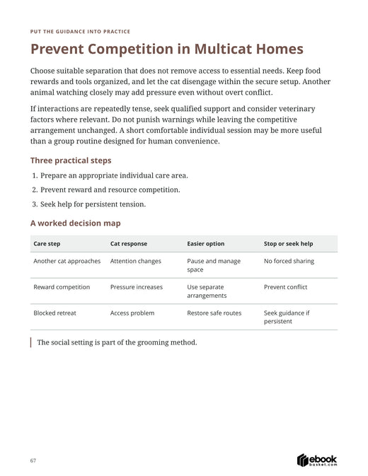 Brush Your Cat Without the Fuss — actual PDF page 67: Prevent Competition in Multicat Homes Choose suitable separation that does not remove access to esse