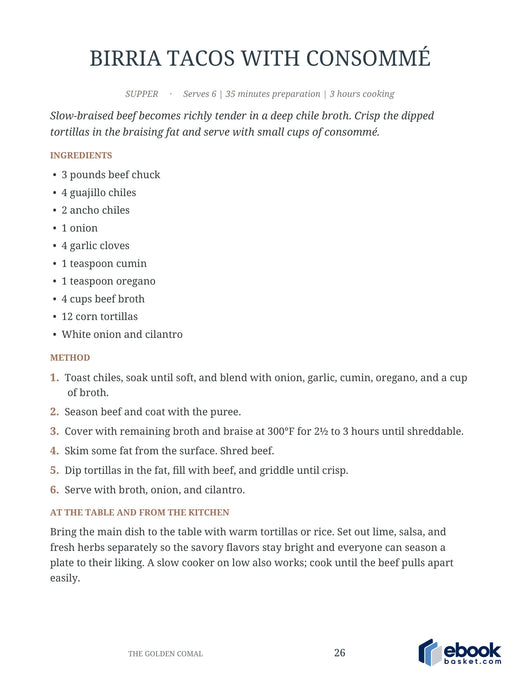The Golden Comal: A Taste of Mexico — actual recipe page 26