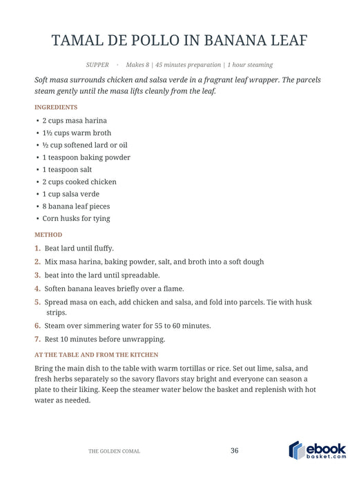 The Golden Comal: A Taste of Mexico — actual recipe page 36