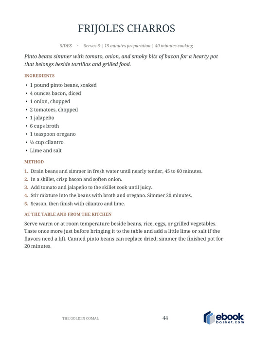 The Golden Comal: A Taste of Mexico — actual recipe page 44