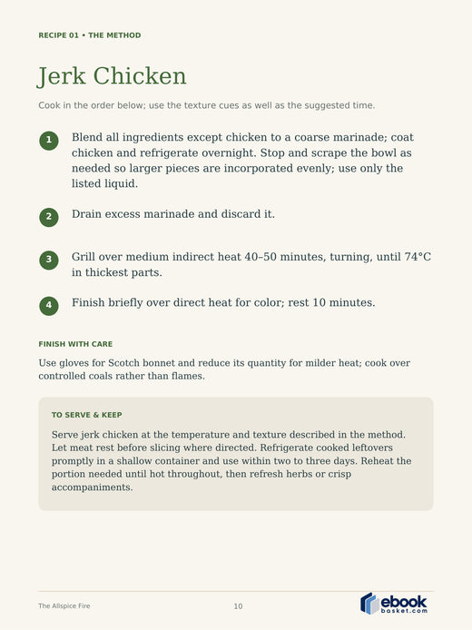 The Allspice Fire: A Taste of Jamaica — actual PDF page 10: Jerk Chicken — RECIPE 01 • THE METHOD